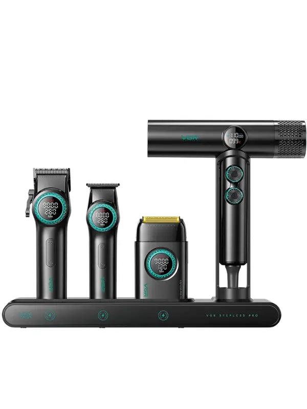 VGR Professional Barber Combo 4 in 1 Grooming Kit with Travel Case