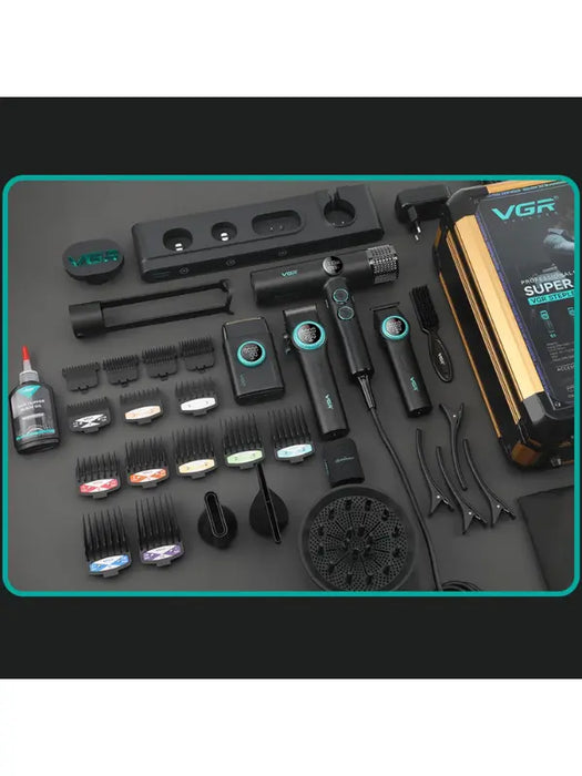 VGR Professional Barber Combo 4 in 1 Grooming Kit with Travel Case