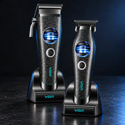 VGR V-880 S2 barber clipper and trimmer combo on charging bases