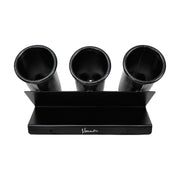 Top front view of Vincent Black Wide Trio Clipper Holder with three openings