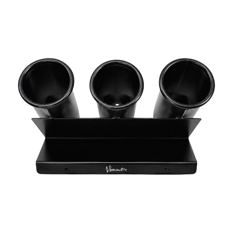 Top front view of Vincent Black Wide Trio Clipper Holder with three openings
