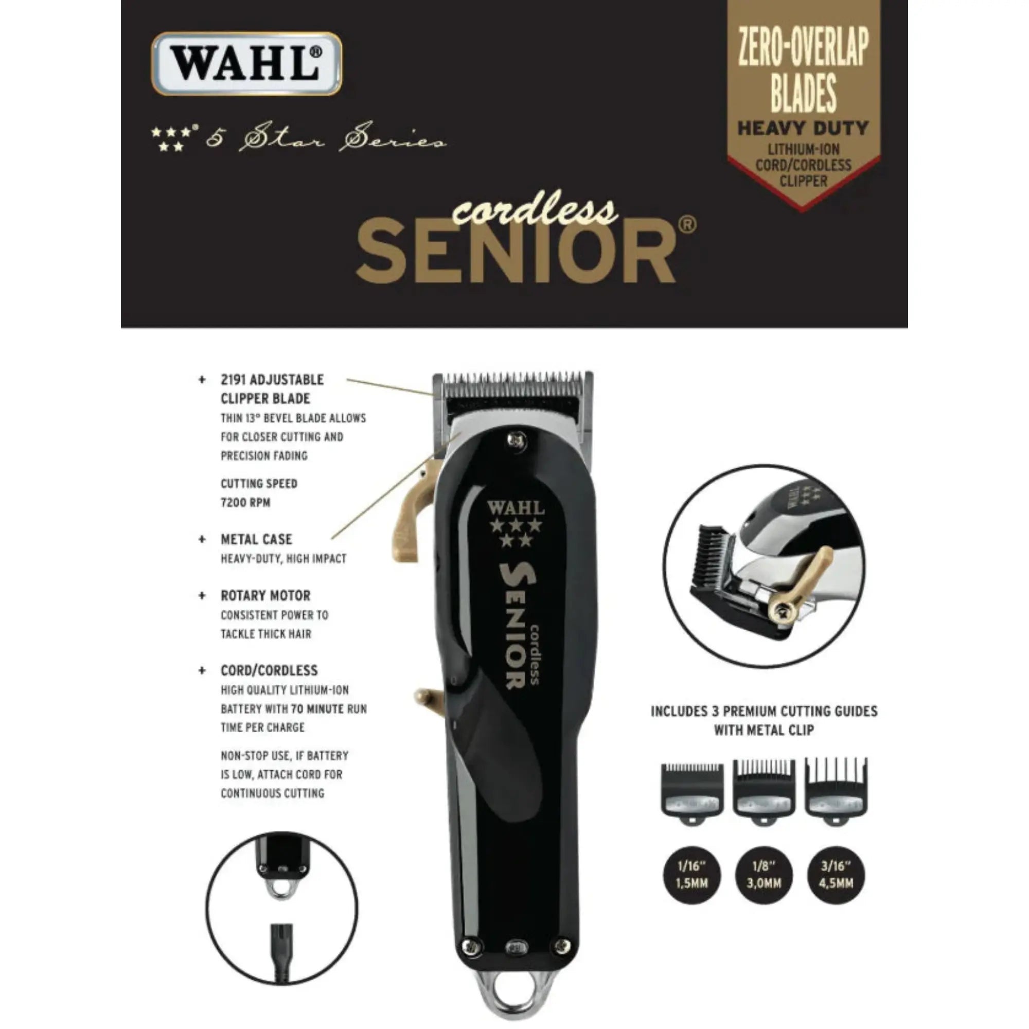 Wahl 5 Star Senior Cordless Clipper - Precision & Power — Vip