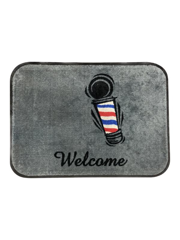 Welcome Floor Mat - Barber Pole Horizontal Round Corner 3'x4'