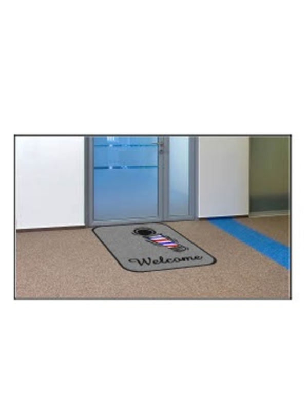 Welcome Floor Mat - Barber Pole Vertical Round Corner 3'x4'