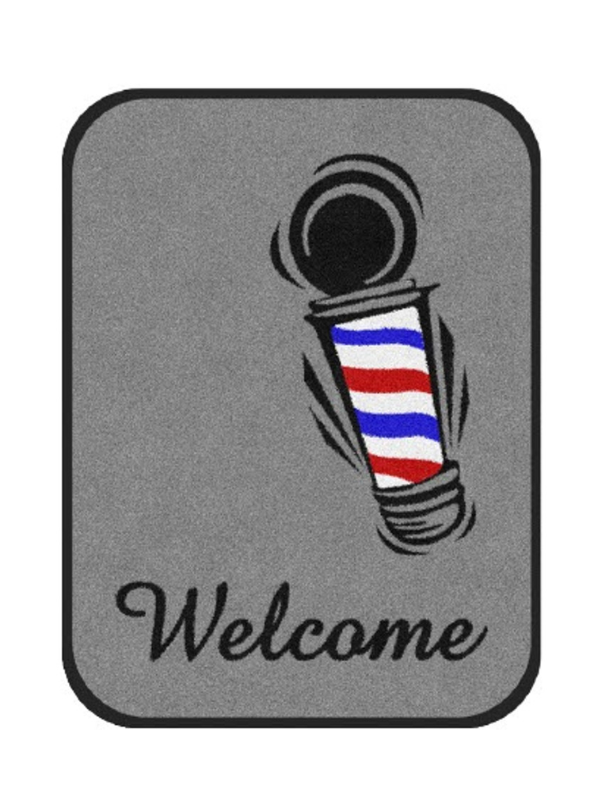 Welcome Floor Mat - Barber Pole Vertical Round Corner 3'x4'
