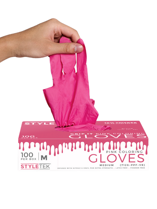 StyleTek Deluxe Touch Vinyl Gloves "Pink"
