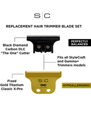 Stylecraft Fixed Gold Titanium Classic X-Pro Trimmer Blade w/ Black Diamond DLC The One Cutter Set