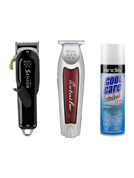 Wahl Cordless Senior Clipper & Cordless Detailer Li Trimmer with Andis Cool Care