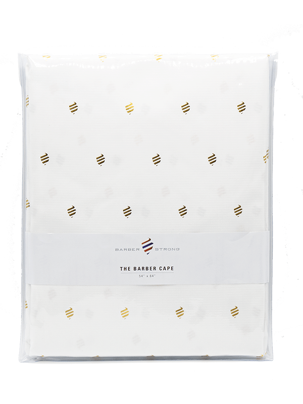 Barber Strong Cutting Cape Barber Strong Cape White and Gold
