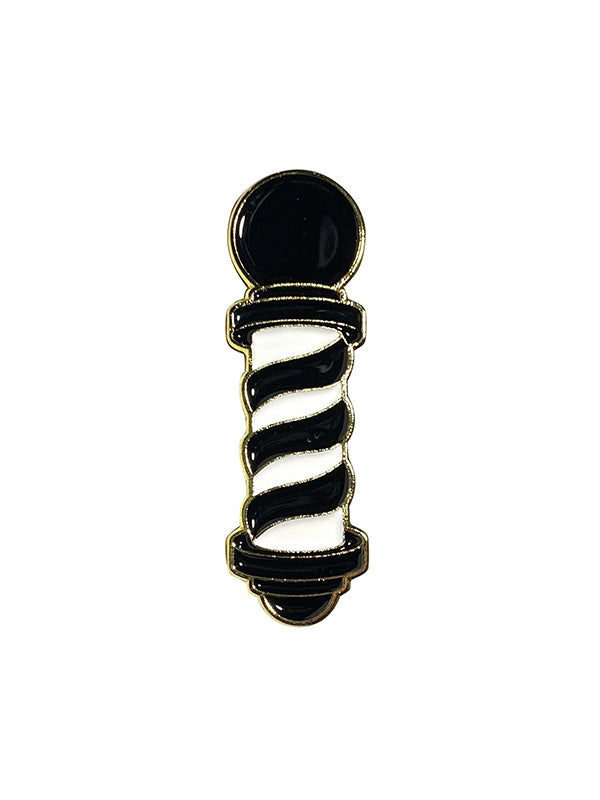 Blood Veins & Bandages Barber Pole Barber Pin (Blk/Wht/Gld)