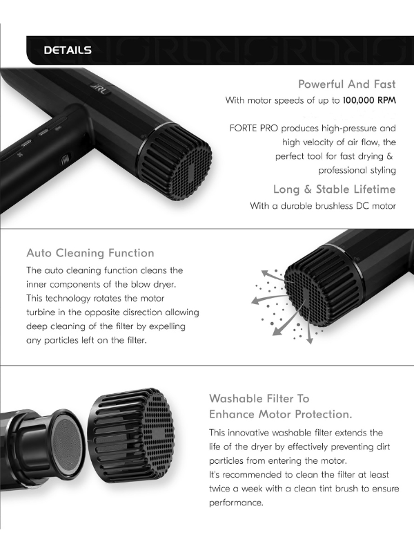 JRL Forte Pro Hair Dryer #FP2020H – Powerful, Lightweight & Ionic
