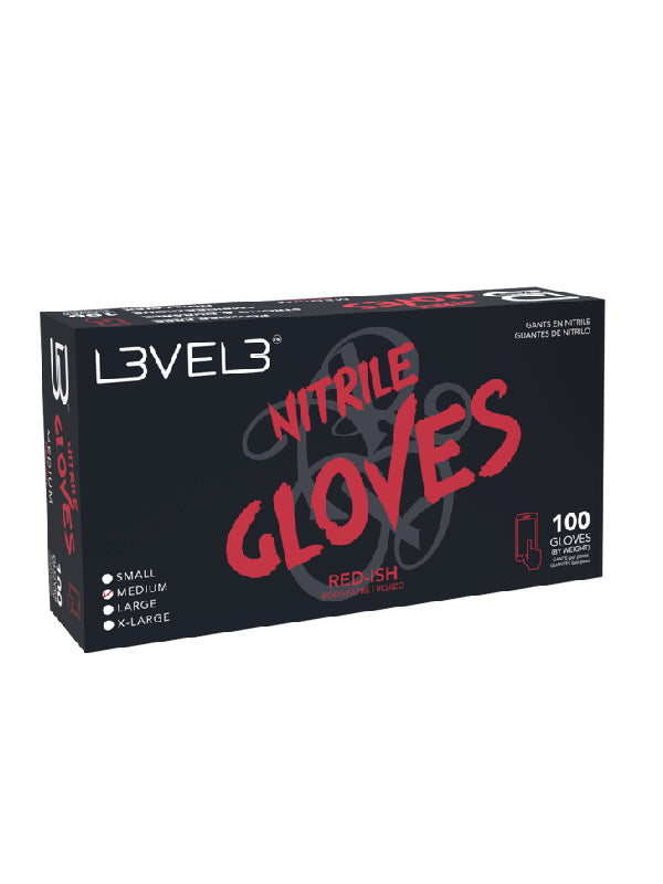 L3VEL3 Professional Nitrile Gloves Red 100 Pack | Durable, Latex