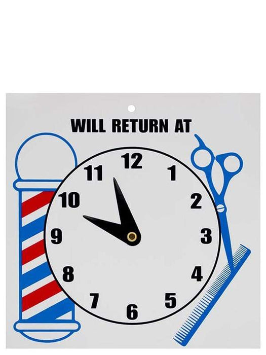 Scalpmaster Barbershop Sign/Decor Scalpmaster Barber Shop " Will Return At '' Sign SC-9017
