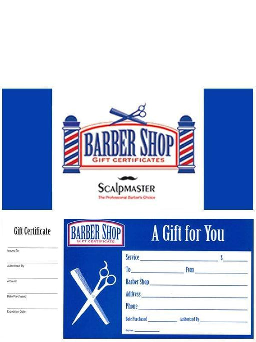 Scalpmaster Gift Certificates Scalpmaster Barber Shop Gift Certificates/ Envelopes.